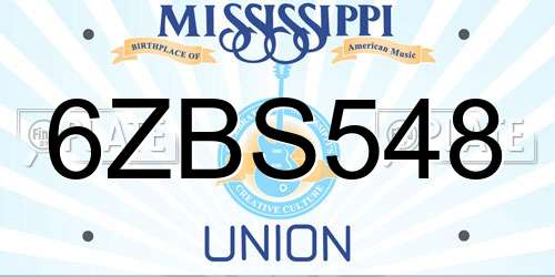 6ZBS548 Mississippi License Plate