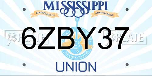 6ZBY37 Mississippi License Plate