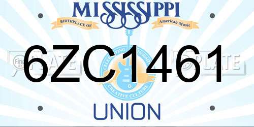 6ZC1461 Mississippi License Plate