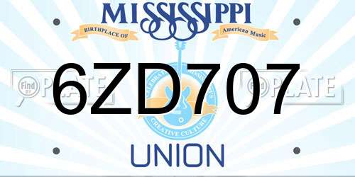 6ZD707 Mississippi License Plate