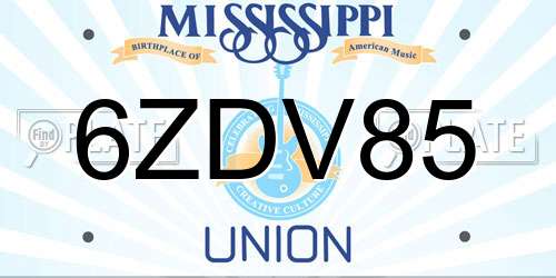 6ZDV85 Mississippi License Plate