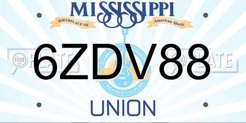 6ZDV88 Mississippi License Plate