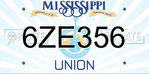 6ZE356 Mississippi License Plate
