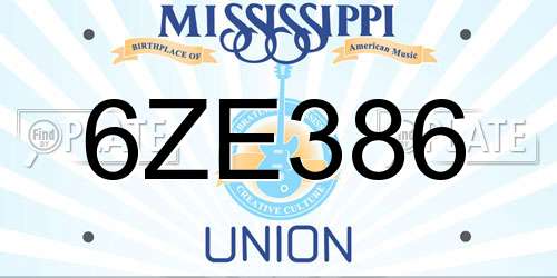 6ZE386 Mississippi License Plate
