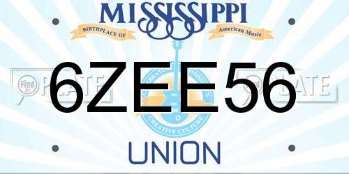 6ZEE56 Mississippi License Plate