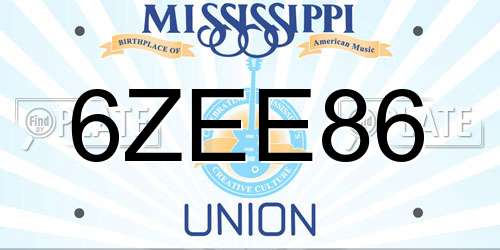 6ZEE86 Mississippi License Plate