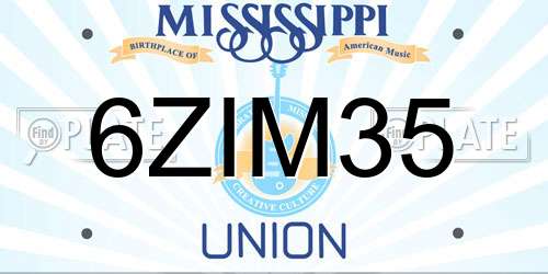 6ZIM35 Mississippi License Plate