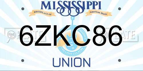 6ZKC86 Mississippi License Plate