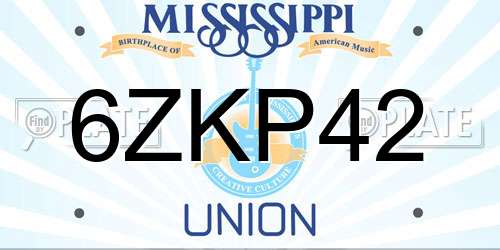 6ZKP42 Mississippi License Plate
