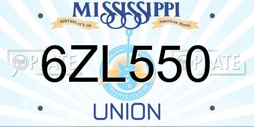 6ZL550 Mississippi License Plate