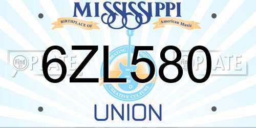 6ZL580 Mississippi License Plate