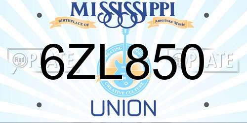 6ZL850 Mississippi License Plate