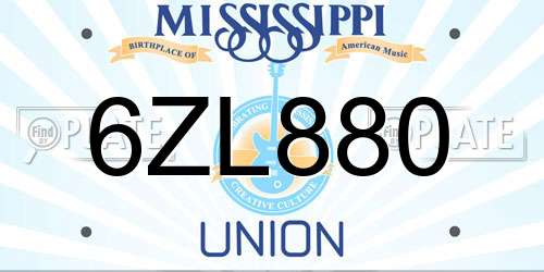 6ZL880 Mississippi License Plate