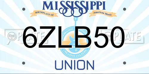 6ZLB50 Mississippi License Plate
