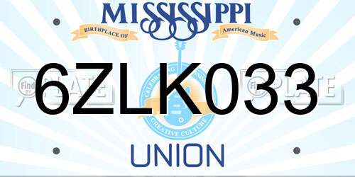 6ZLK033 Mississippi License Plate