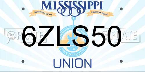 6ZLS50 Mississippi License Plate