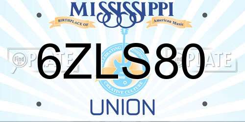 6ZLS80 Mississippi License Plate
