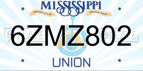 6ZMZ802 Mississippi License Plate