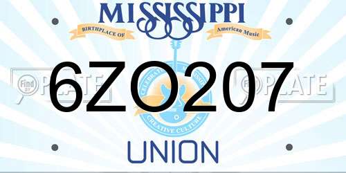 6ZO207 Mississippi License Plate