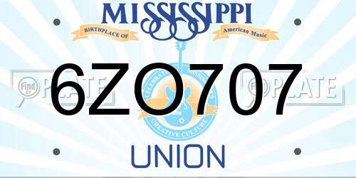 6ZO707 Mississippi License Plate