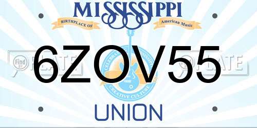 6ZOV55 Mississippi License Plate