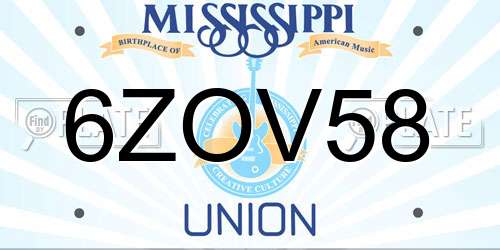 6ZOV58 Mississippi License Plate