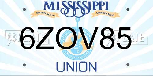 6ZOV85 Mississippi License Plate