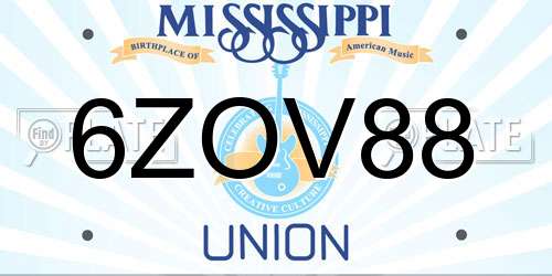 6ZOV88 Mississippi License Plate
