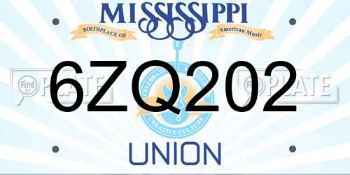 6ZQ202 Mississippi License Plate