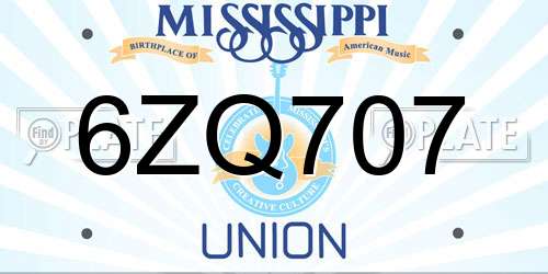 6ZQ707 Mississippi License Plate