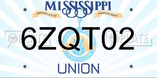 6ZQT02 Mississippi License Plate