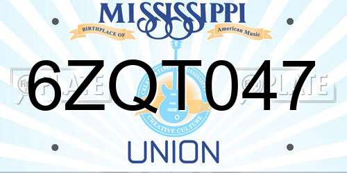 6ZQT047 Mississippi License Plate