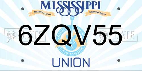 6ZQV55 Mississippi License Plate