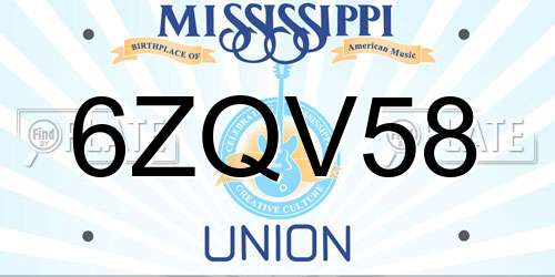 6ZQV58 Mississippi License Plate