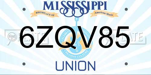 6ZQV85 Mississippi License Plate