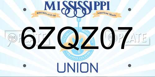 6ZQZ07 Mississippi License Plate