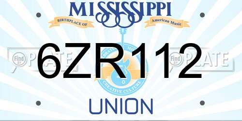 6ZR112 Mississippi License Plate