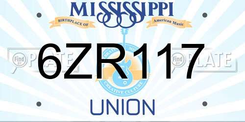 6ZR117 Mississippi License Plate