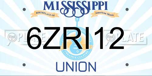 6ZRI12 Mississippi License Plate
