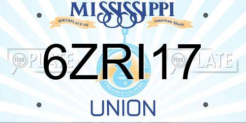 6ZRI17 Mississippi License Plate