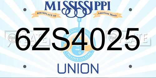 6ZS4025 Mississippi License Plate