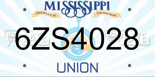 6ZS4028 Mississippi License Plate