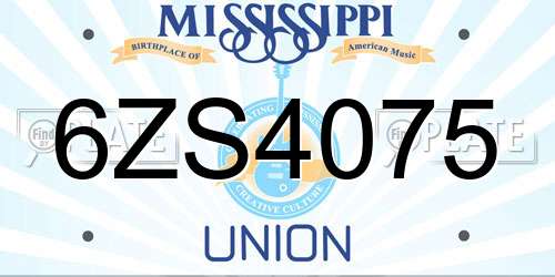 6ZS4075 Mississippi License Plate