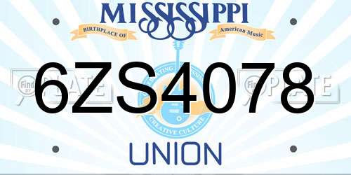 6ZS4078 Mississippi License Plate