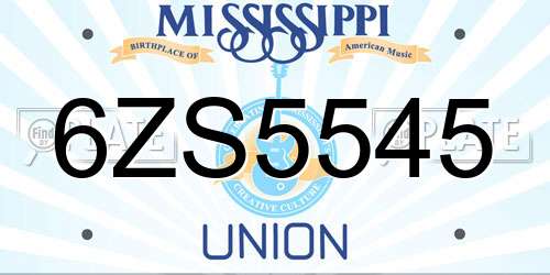 6ZS5545 Mississippi License Plate