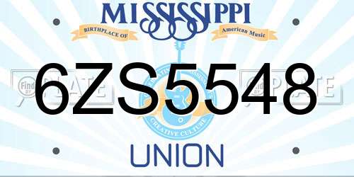 6ZS5548 Mississippi License Plate