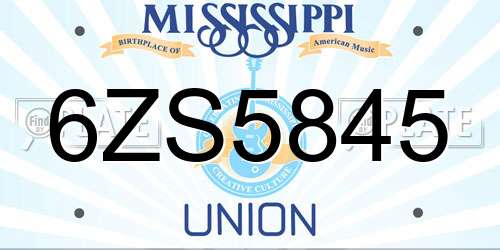 6ZS5845 Mississippi License Plate