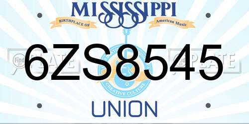 6ZS8545 Mississippi License Plate