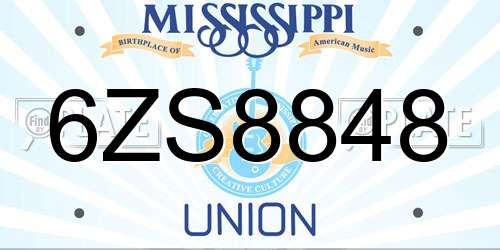 6ZS8848 Mississippi License Plate