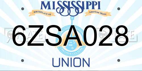 6ZSA028 Mississippi License Plate